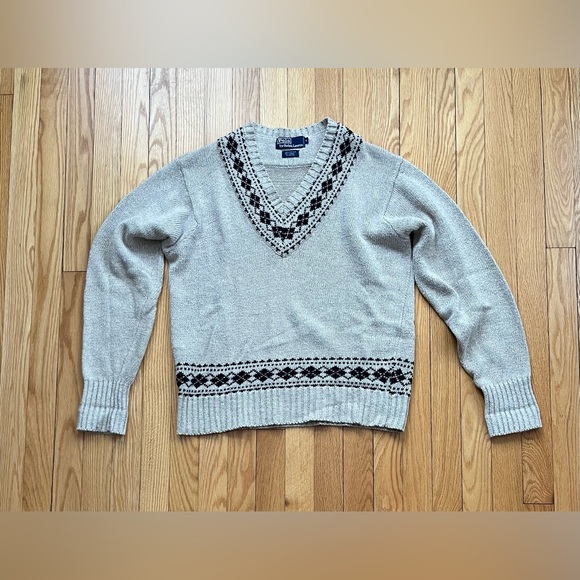 Polo Ralph Lauren Other - Vintage Polo Ralph Lauren Fair Isle V-Neck Sweater Cotton Linen Rayon Medium